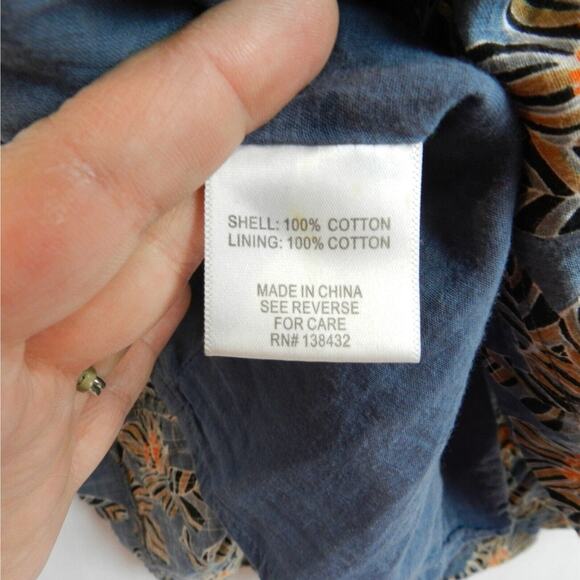 ModCloth Tropical Button Front Skirt Size 10 Blue Floral Below Knee Midi Pockets - Picture 7 of 8